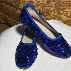 Sparkling Blue Sequin Flats